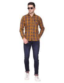 Mustard Yellow Checkered Slim fit Casual shirt
