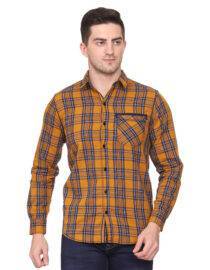Mustard Yellow Checkered Slim fit Casual shirt