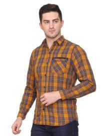 Mustard Yellow Checkered Slim fit Casual shirt