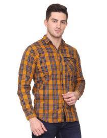Mustard Yellow Checkered Slim fit Casual shirt