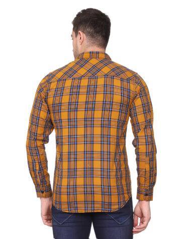 Mustard Yellow Checkered Slim fit Casual shirt