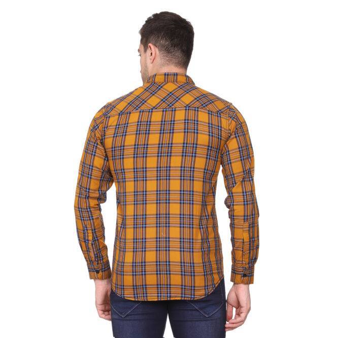 Mustard Yellow Checkered Slim fit Casual shirt