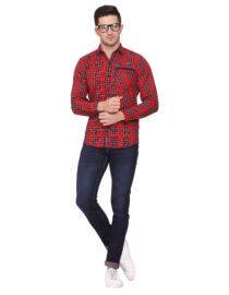 Red Checkered Slim fit Casual shirt