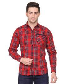 Red Checkered Slim fit Casual shirt