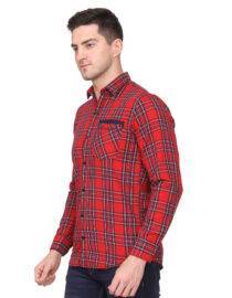 Red Checkered Slim fit Casual shirt