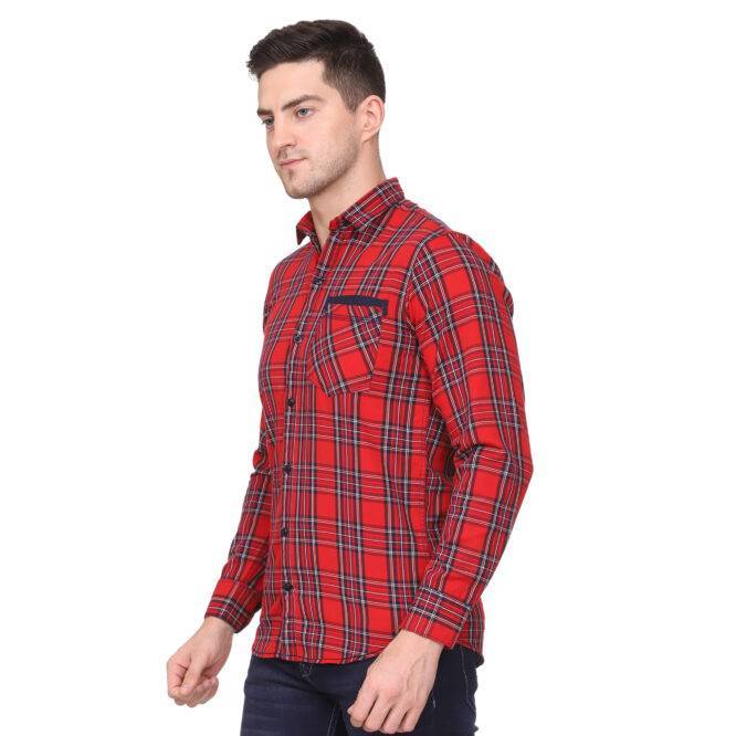 Red Checkered Slim fit Casual shirt