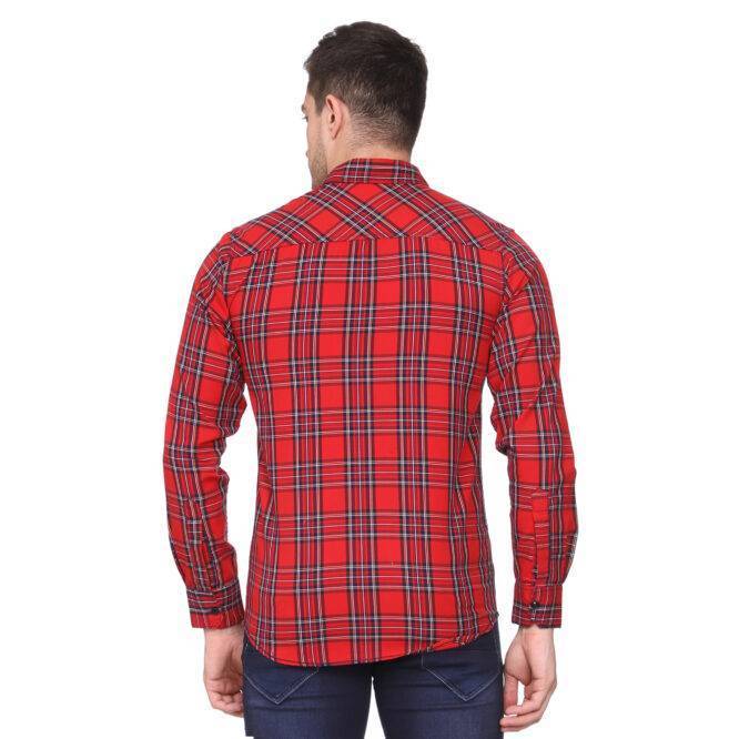 Red Checkered Slim fit Casual shirt