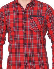 Red Checkered Slim fit Casual shirt