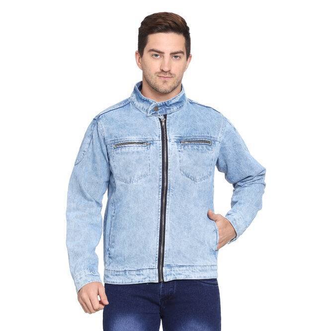 Shop Denim Jacket with Long Sleeves and Zip Closure Online | Max Qatar